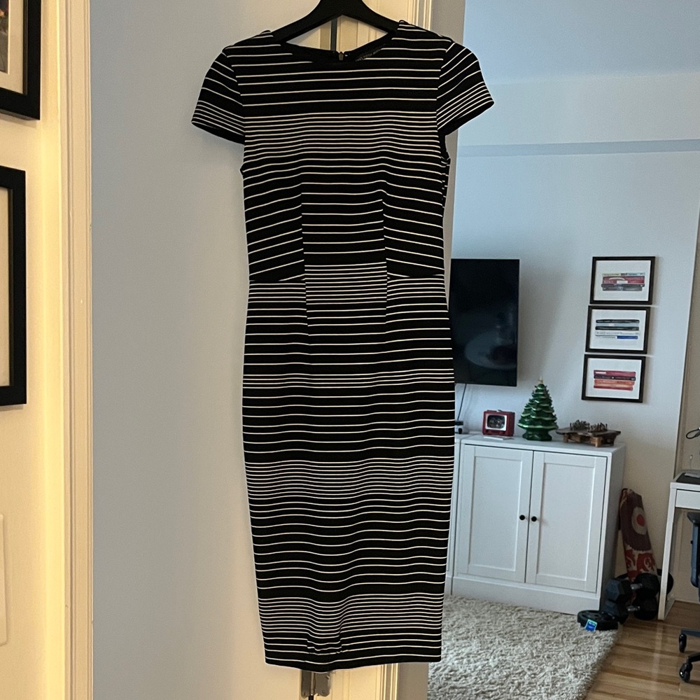 Saks Fifth Avenue Black and White Midi Dress